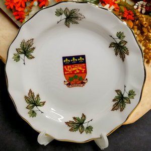 Duchess Bone China Saucer Vtg Quebec Canada, Crest Maple Leaves Souvenir Plate